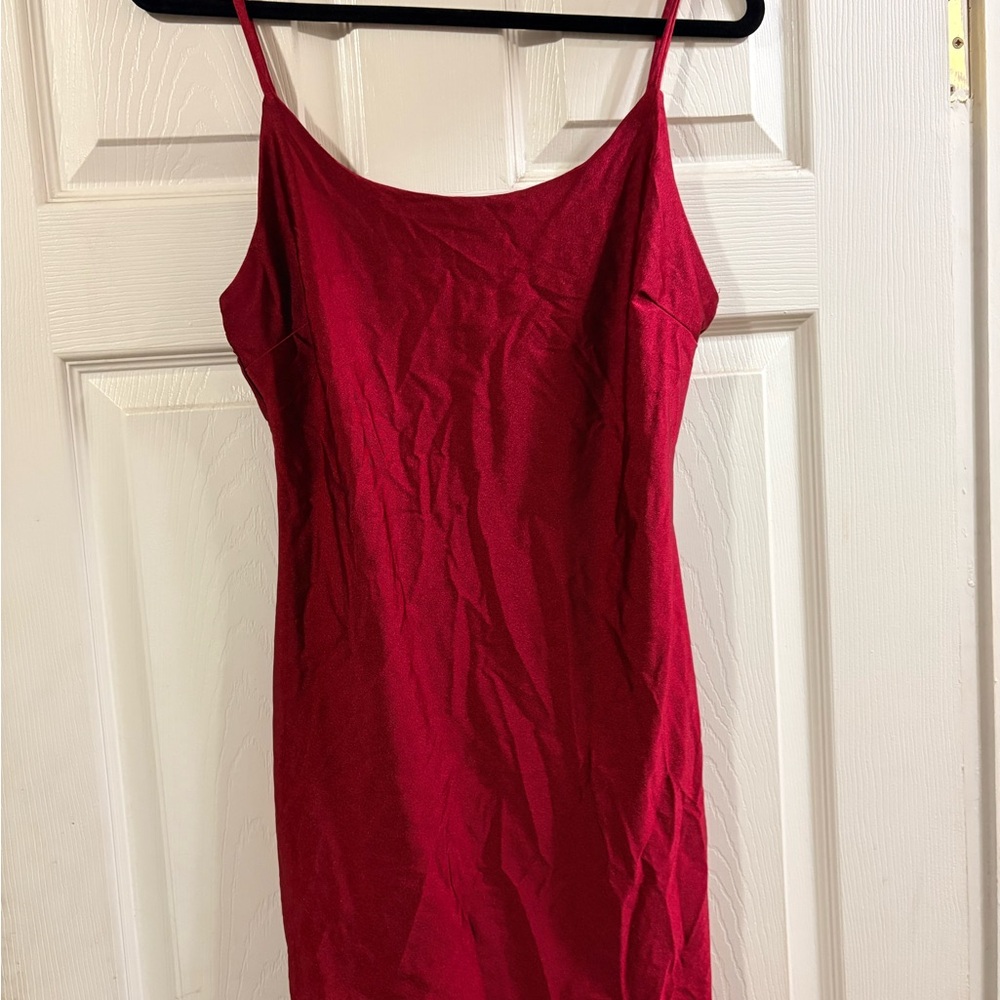 IRIS x Fashion Nova Red Satin Slip Dress